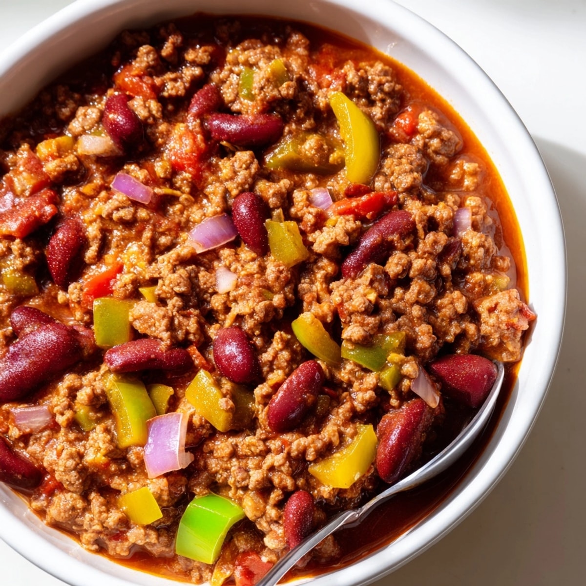 Savory Chilis Copycat Chili recipe: A warm and comforting bowlful, ready to serve.