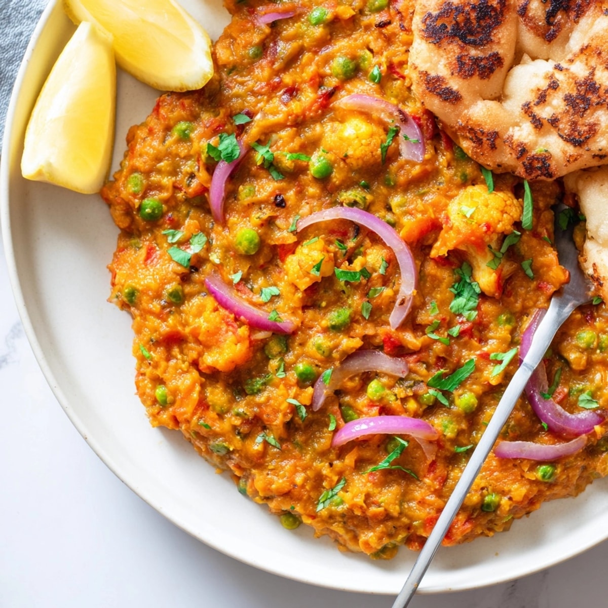 Golden toasted Pav bread next to a rich, rustic bowl of flavorful Pav Bhaji.