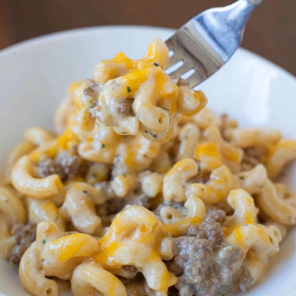 Creamy Homemade Hamburger Helper bubbling in a skillet, a family comfort food dream.