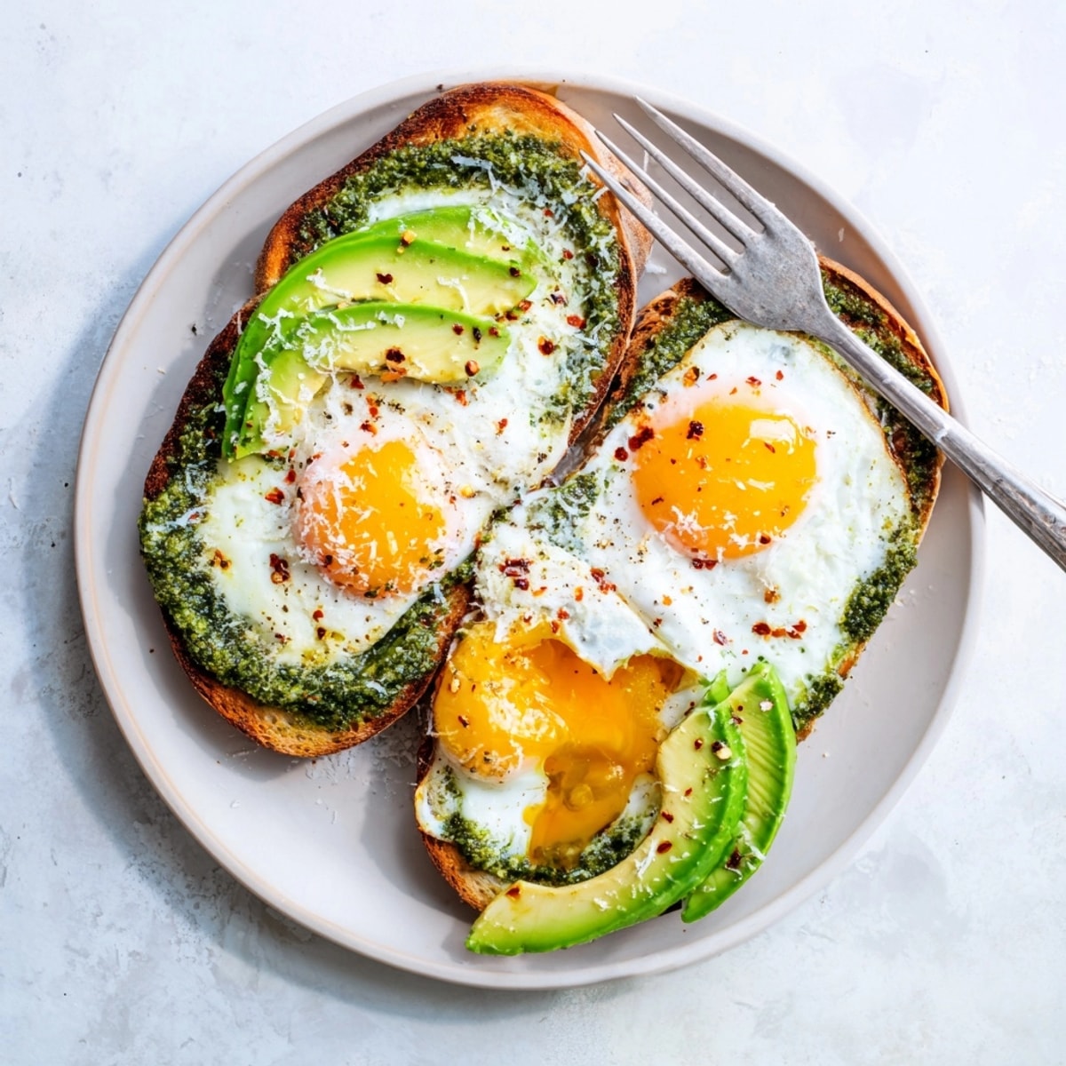 Herbaceous and flavorful pesto eggs recipe, a delightful Italian-inspired breakfast with avocado.