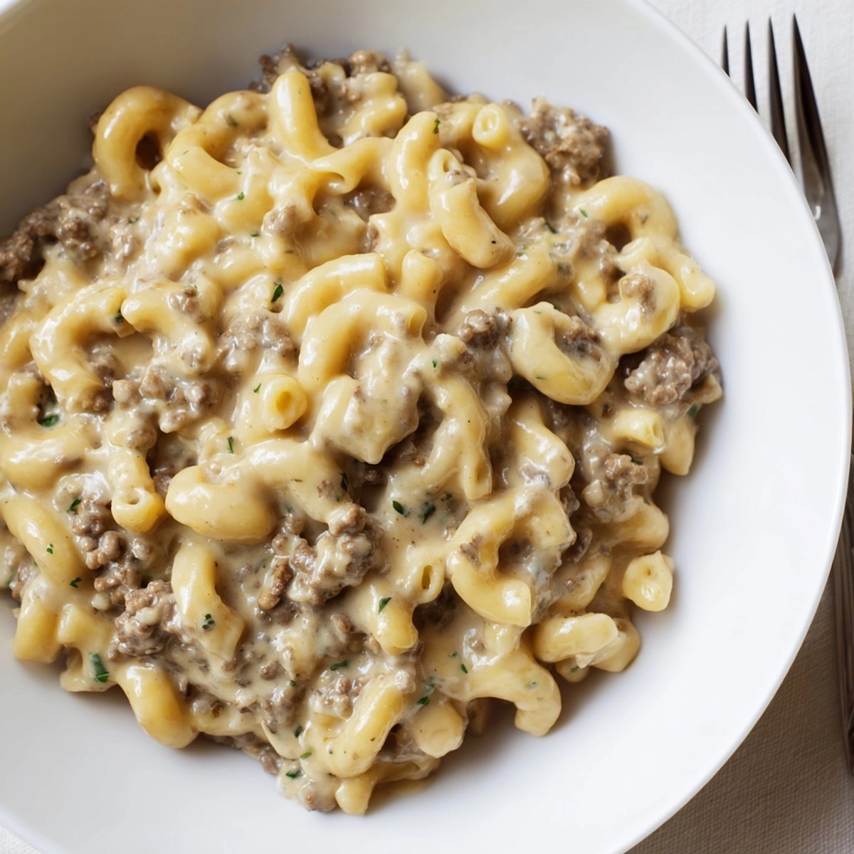 Golden Homemade Hamburger Helper with elbow macaroni and ground beef, a hearty, one-pan meal.