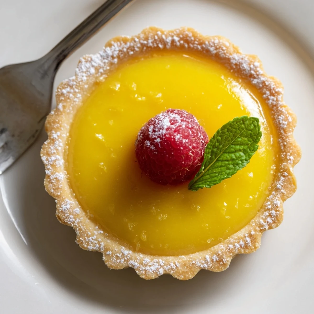 Elegant, garnished Lemon Curd Tartlets showcase a vibrant lemon filling, perfect for a special occasion dessert.