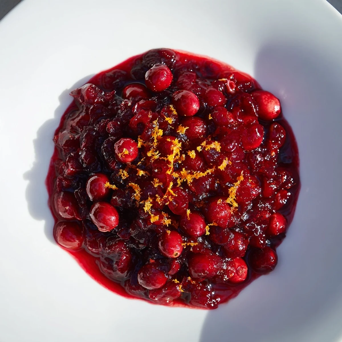 Vibrant, glistening cranberry topping, perfect over yogurt, with whole, plump berries.