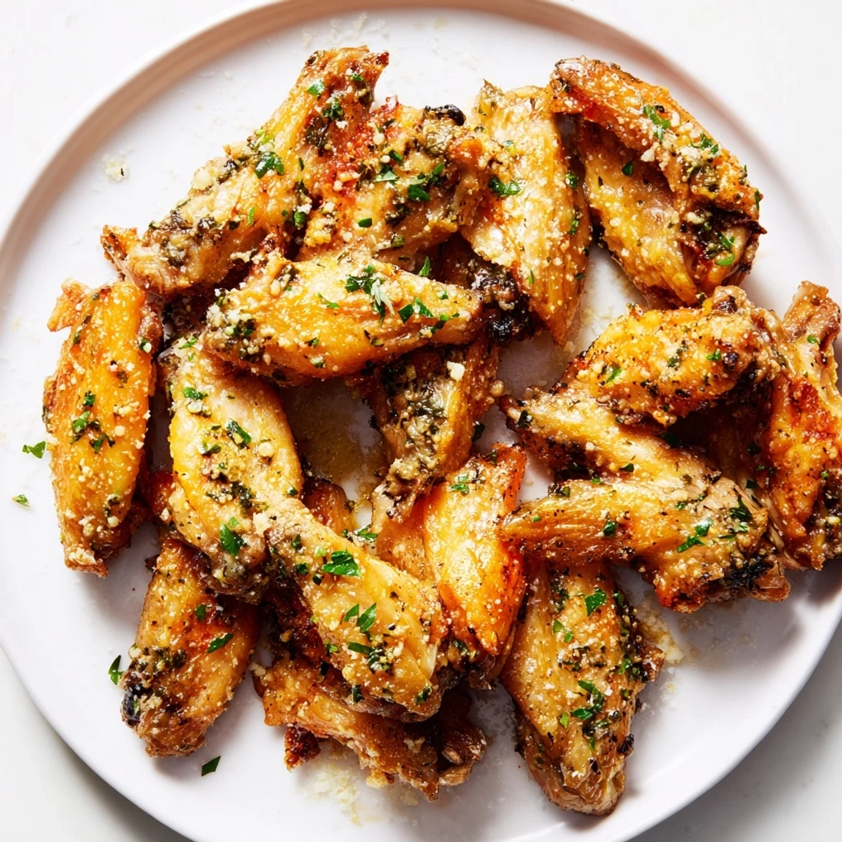 Freshly made Garlic Parmesan Wings, served hot, glistening, and ideal for your next game day gathering.