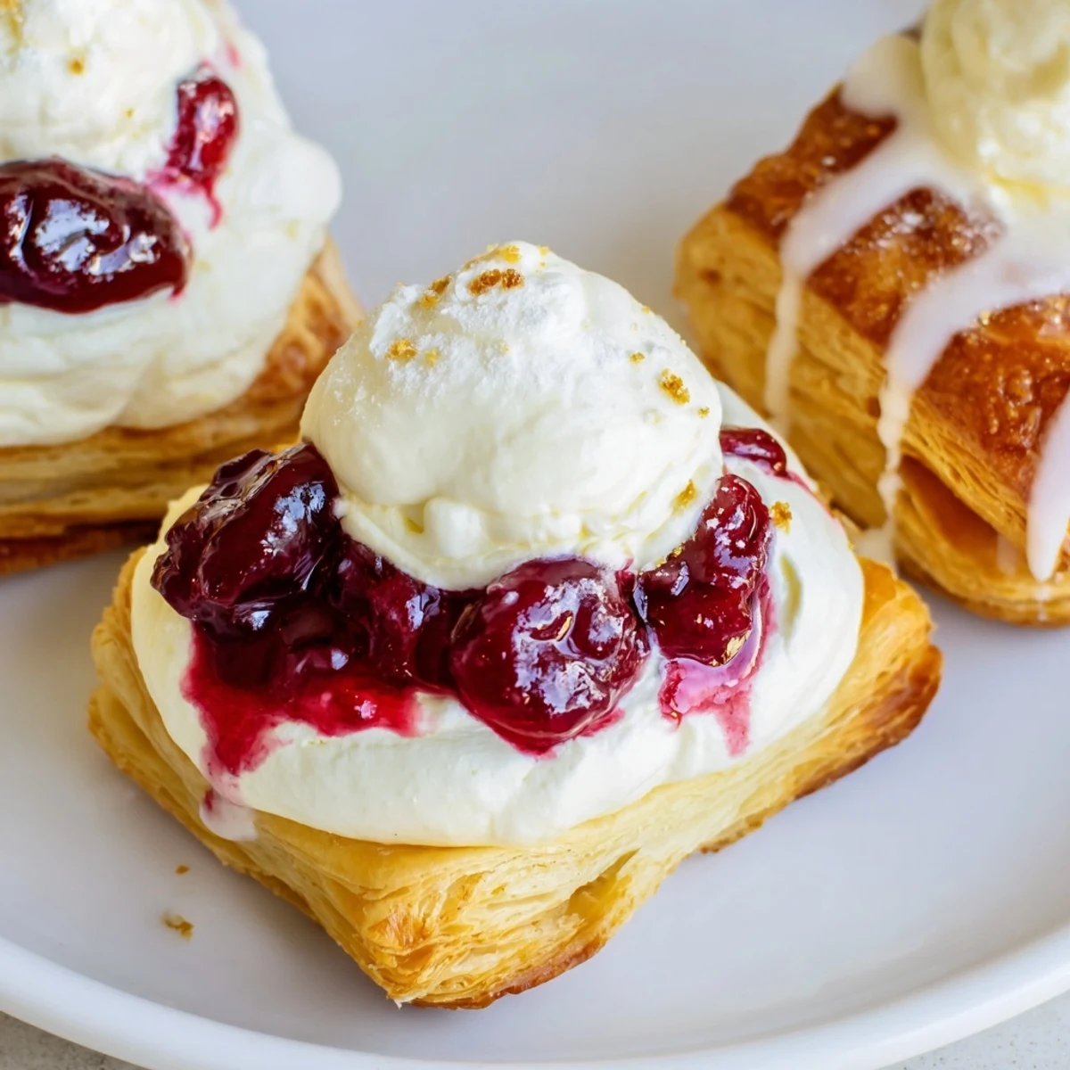 Golden, flaky Cranberry Cream Cheese Danish, a perfect breakfast pastry with sweet and tart flavors.