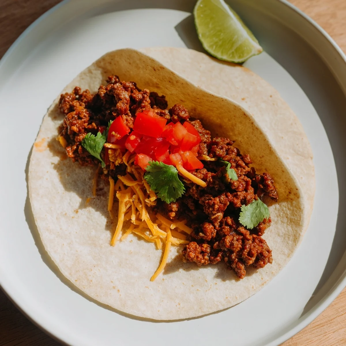 Sizzling ground beef tacos with homemade seasoning – the classic Mexican meal, ready to enjoy.