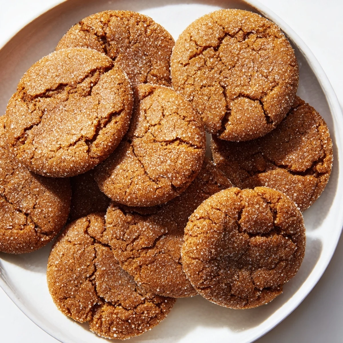 Close-up of a delightful plate of Ginger Molasses Cookies, perfect for any cozy winter gathering.