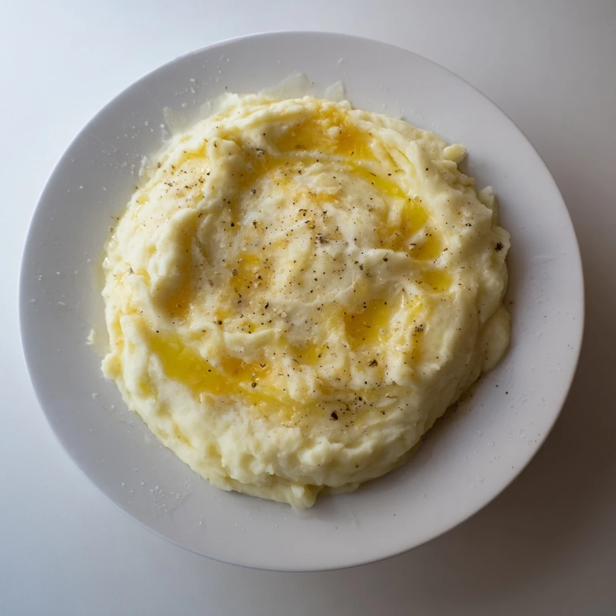 A close-up shot of rich Garlic Parmesan Mashed Potatoes, perfect for Thanksgiving or any dinner.