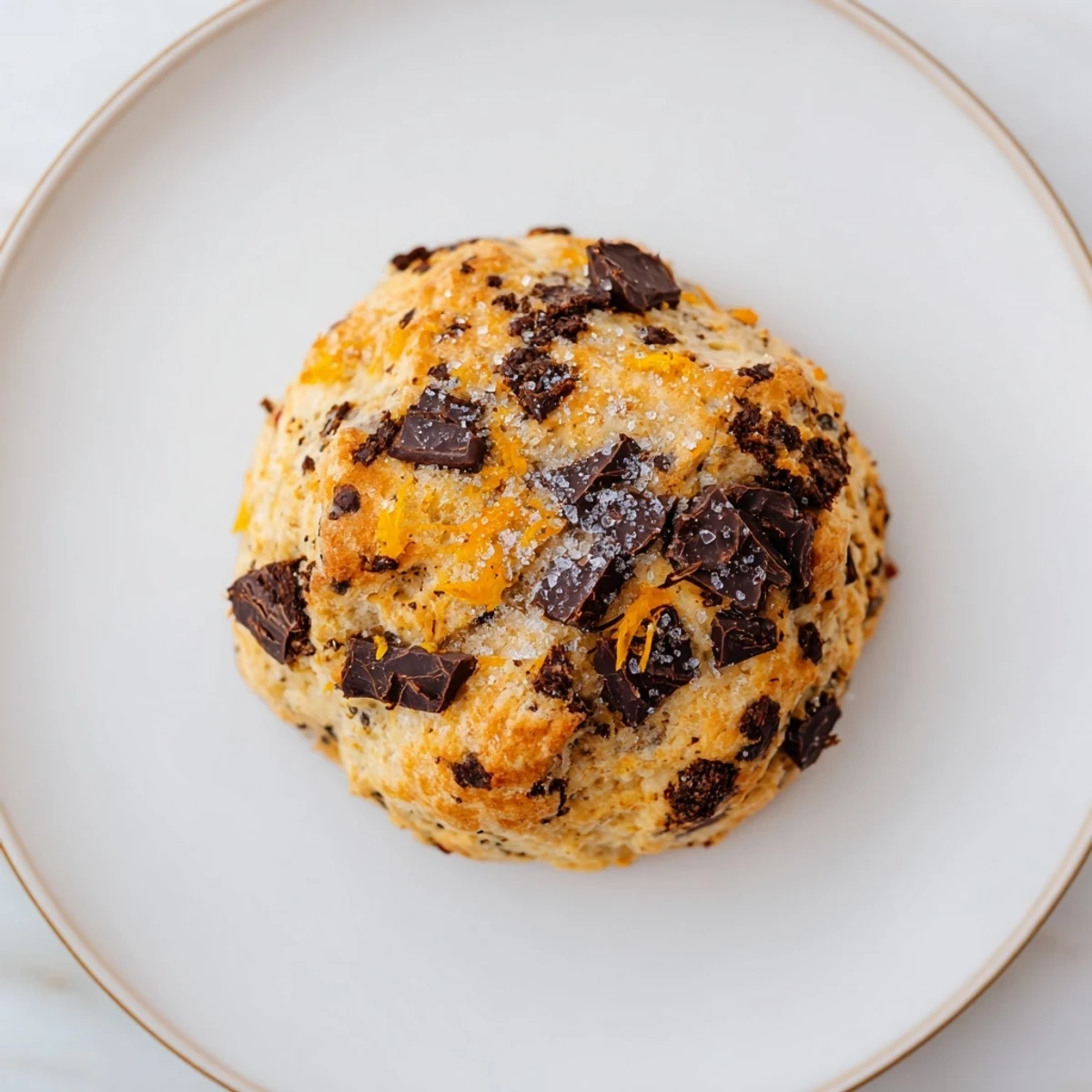Golden-brown Dark Chocolate Orange Scones, perfect for a cozy breakfast with a decadent chocolate bite.