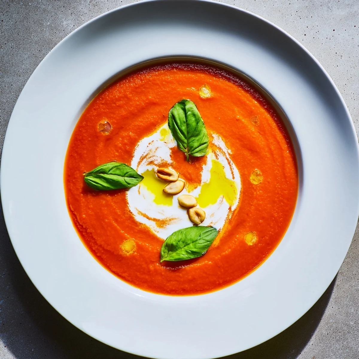 The rich aroma of roasted tomatoes fills the air of this creamy, delicious Roasted Tomato Soup.