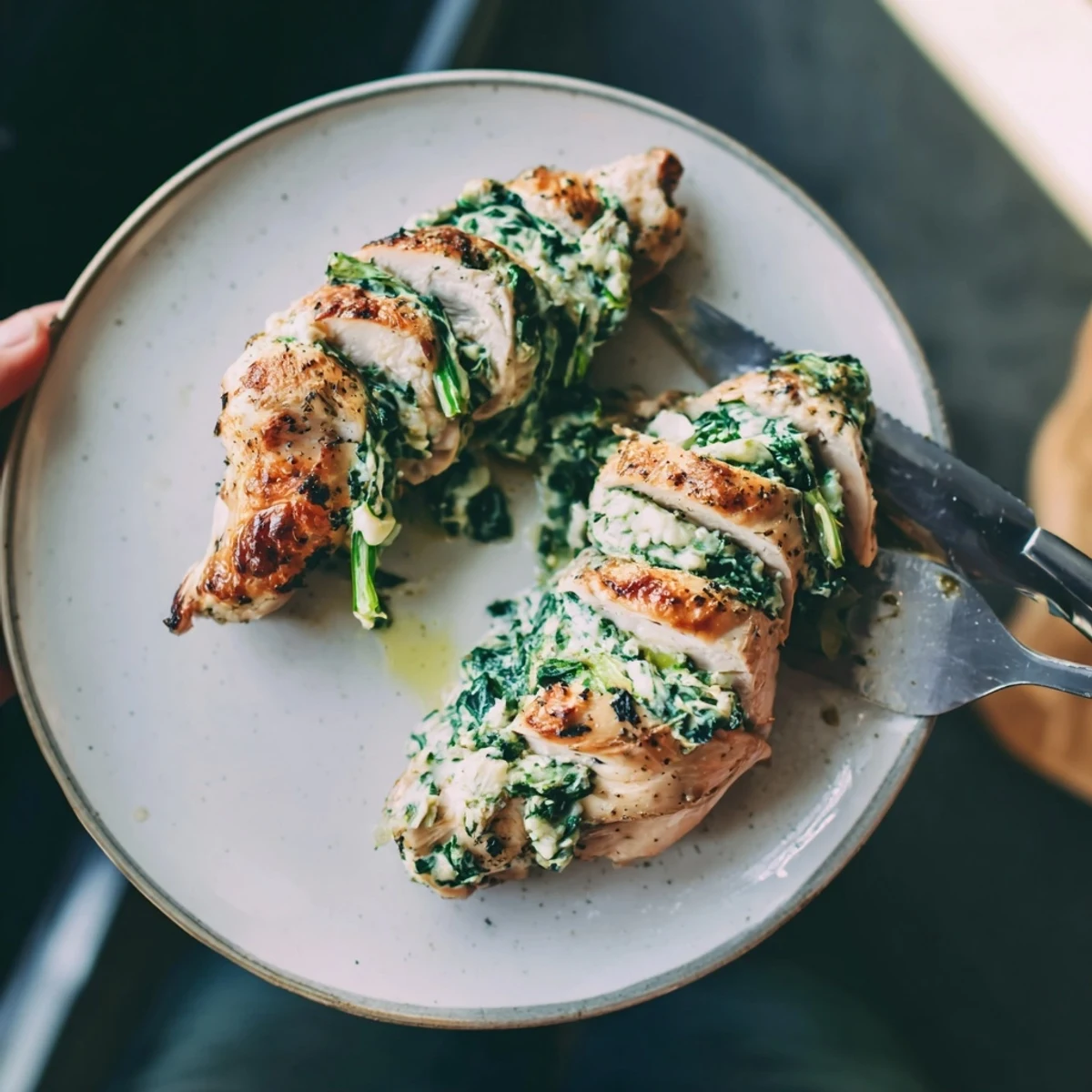 Juicy, baked stuffed chicken breast with spinach, perfect for a flavorful weeknight dinner.