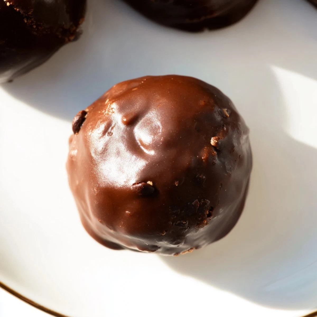 Smooth, dark chocolate covers delightful Cookie Dough Truffles, perfect for sharing at a festive gathering.
