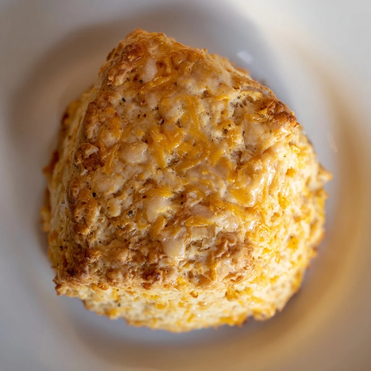Golden, flaky cheese scones, fresh from the oven, offering a delicious cheesy aroma.
