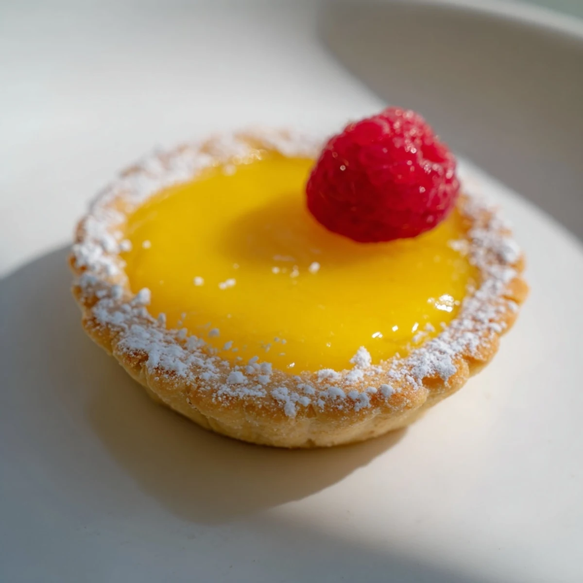 Freshly baked Lemon Tartlets with a creamy, bright filling, garnished with fresh, juicy berries.