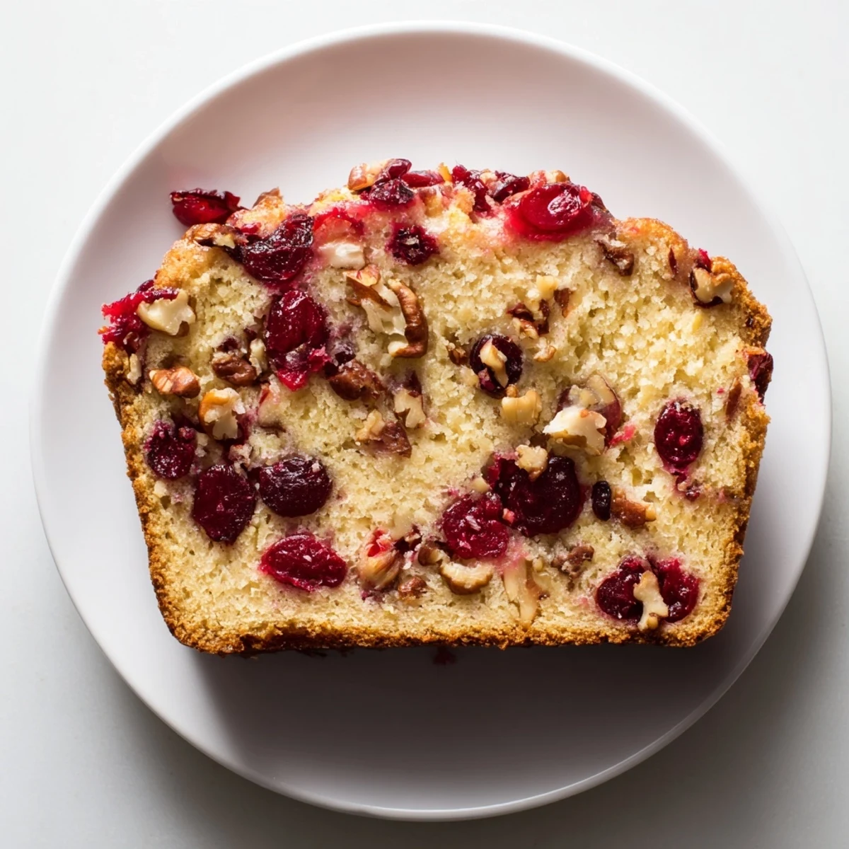 This homemade cranberry bread looks delightful, perfect alongside coffee during a cozy fall morning.