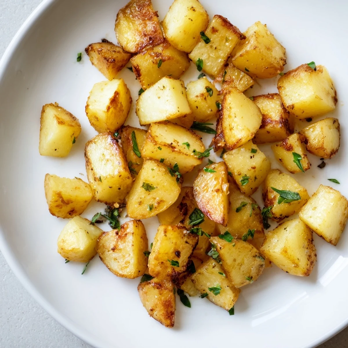 Perfectly seasoned potato roasted to a golden hue, cooked until crispy on the outside.