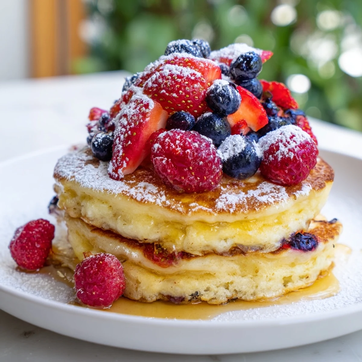 Lemon Ricotta Pancakes Berries