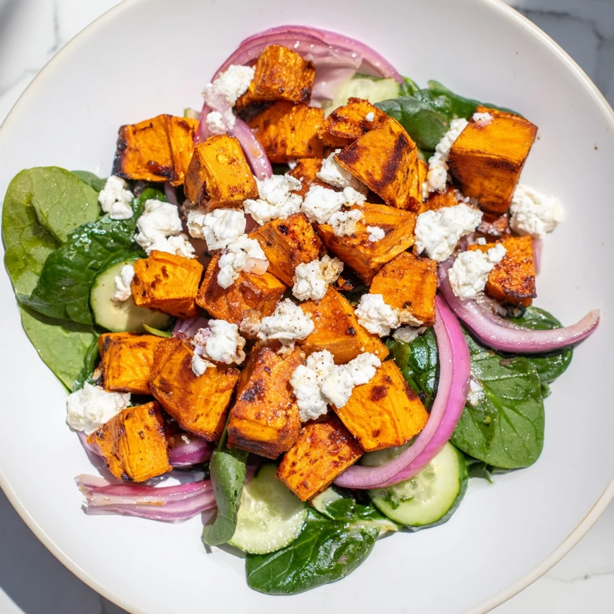 Roasted Sweet Potato Feta Salad