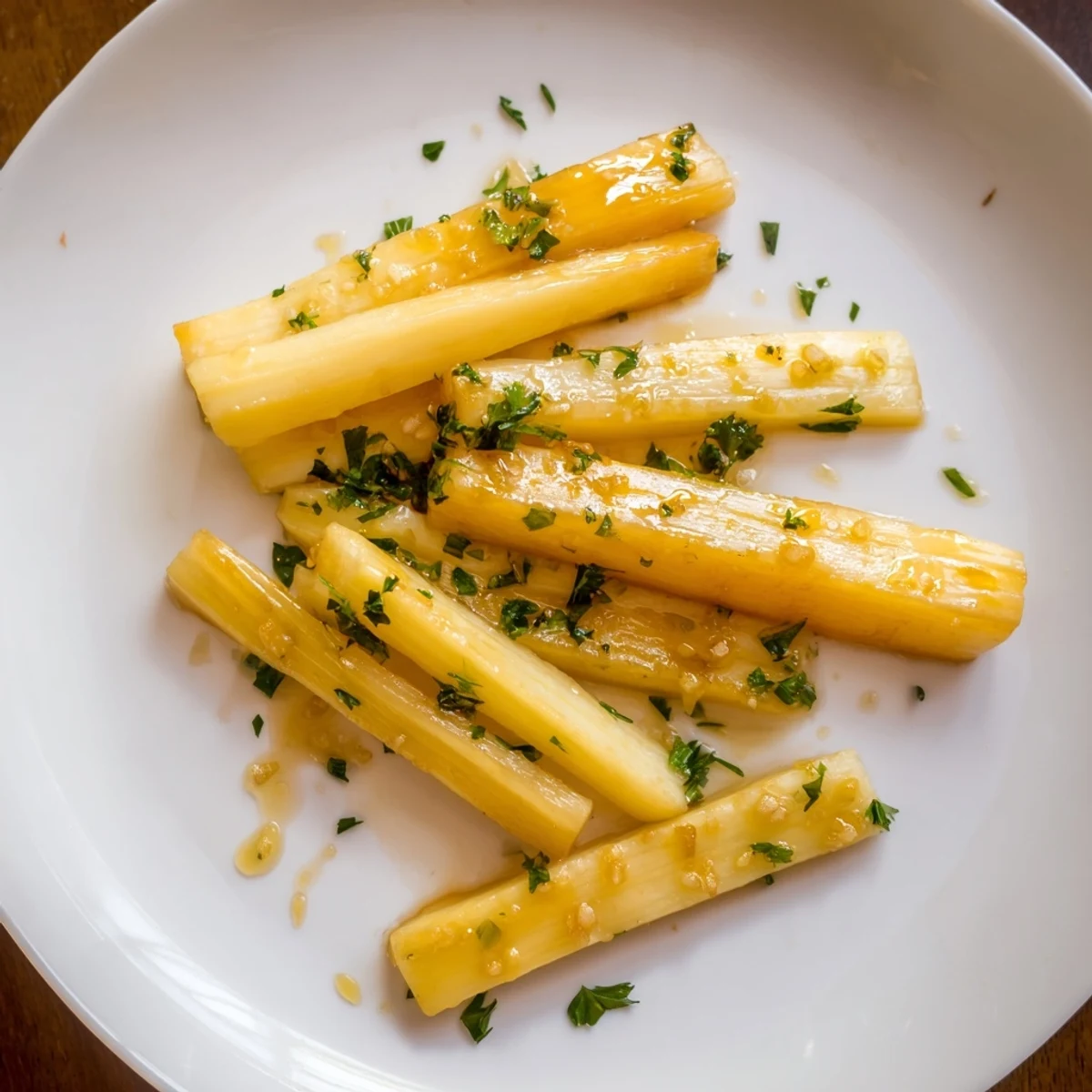 Golden, sweet glazed parsnips simmering in a skillet, ready for a delicious side dish.