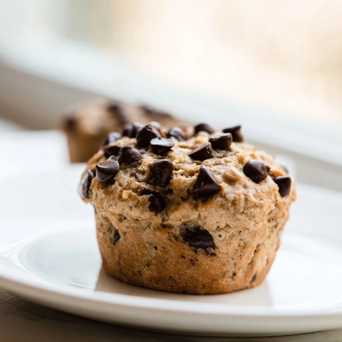 Warm, golden chocolate chip banana bread muffins, pictured fresh from the oven, offering a delightful treat.