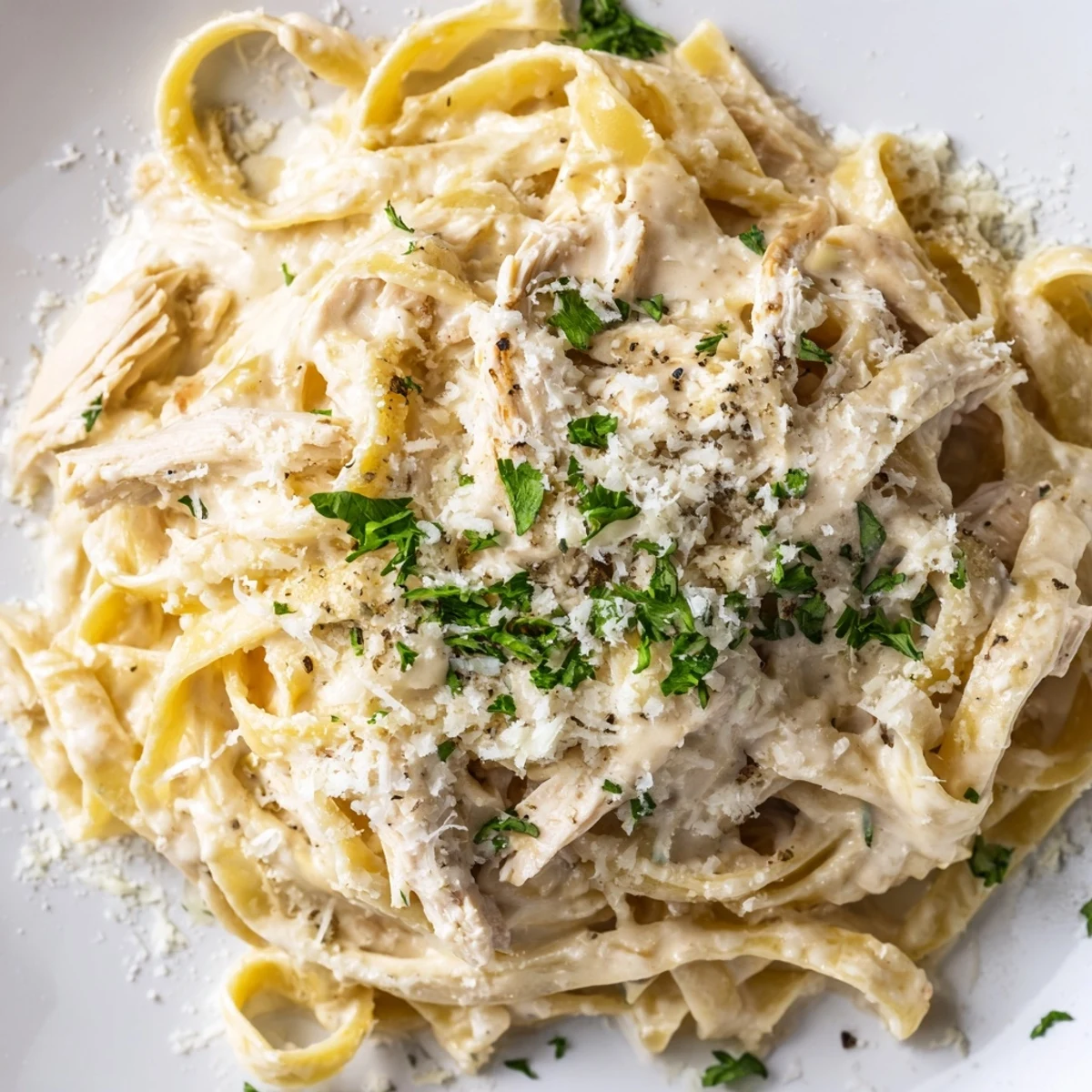 Tender chicken and creamy sauce combine in this delicious Creamy Alfredo Pasta, inviting you to enjoy.