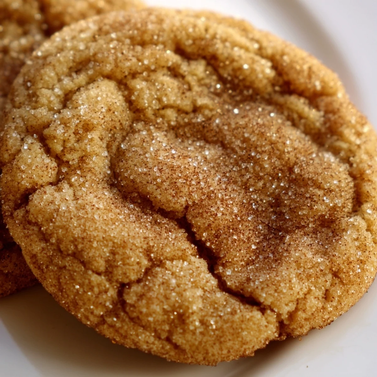 Freshly baked Chewy Cinnamon Sugar Cookies on a wire rack with sparkling sugar coating.