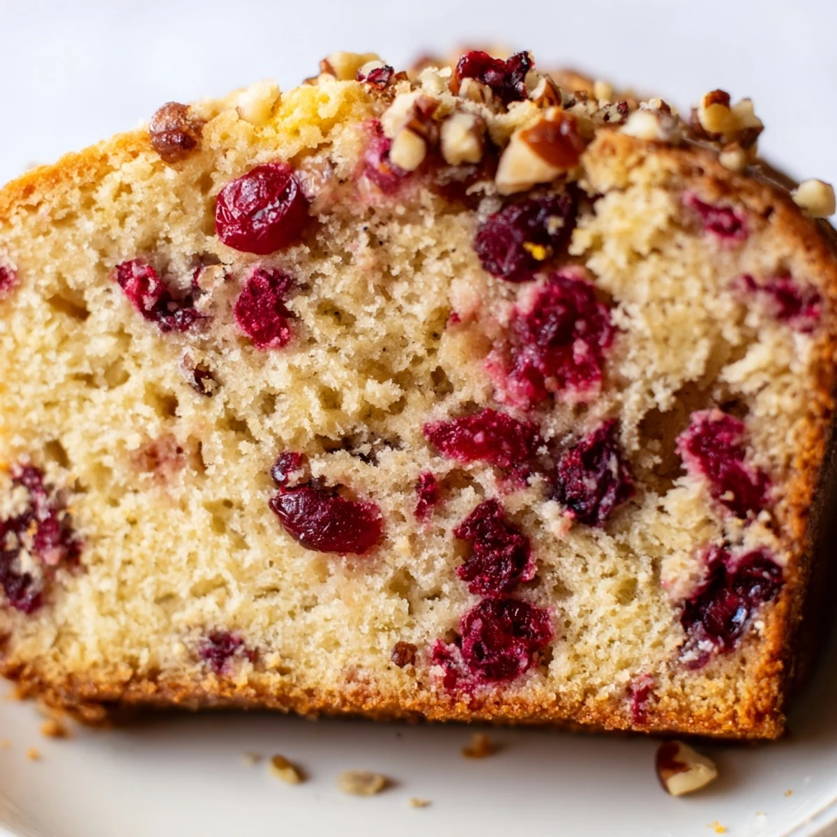 Freshly baked Cranberry Bread with Nuts cooling on a wire rack, showcasing a golden-brown crust with visible cranberry and walnut pieces.