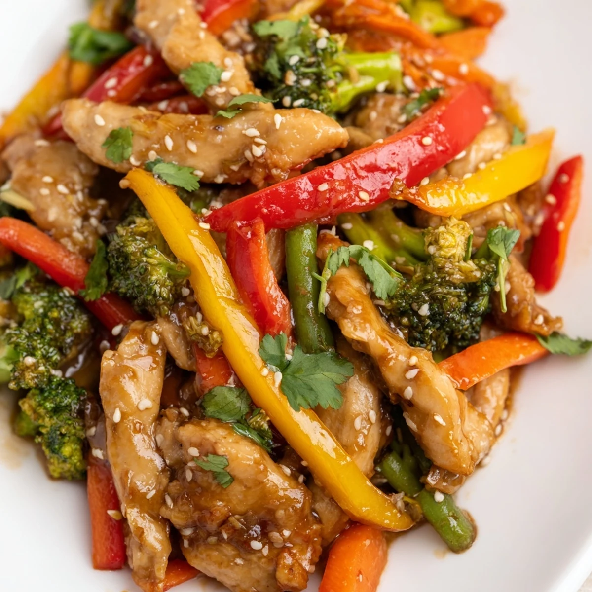 Freshly sliced spring onions and toasted sesame seeds garnish the vibrant stir fry, served steaming hot alongside fluffy white rice for dinner.