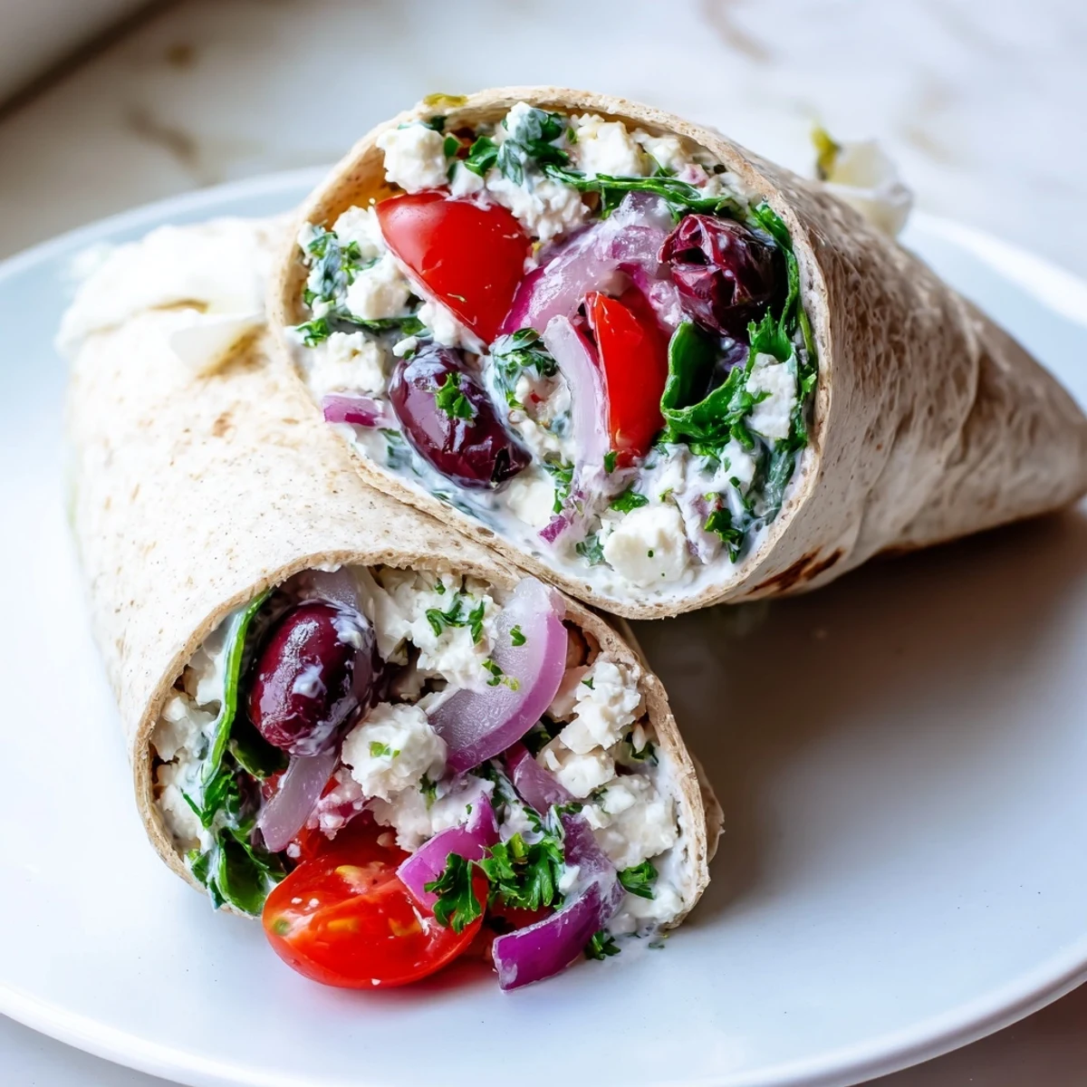 Mediterranean Wrap with Feta Olives