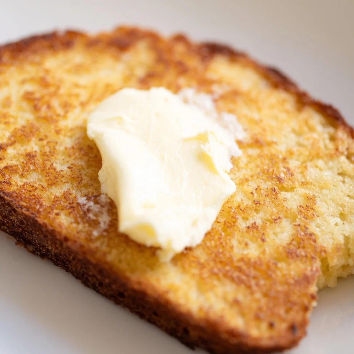 Freshly cooked Irish Potato Bread with Butter slices rest on a rustic wooden board, their golden-brown surfaces steaming and perfectly crisped from the skillet. 