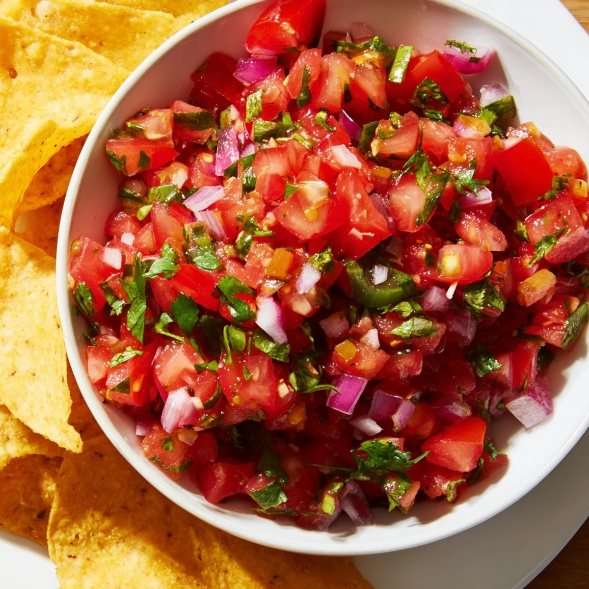 Homemade Big Game Chips and Salsa ready to serve, perfect for game day parties.