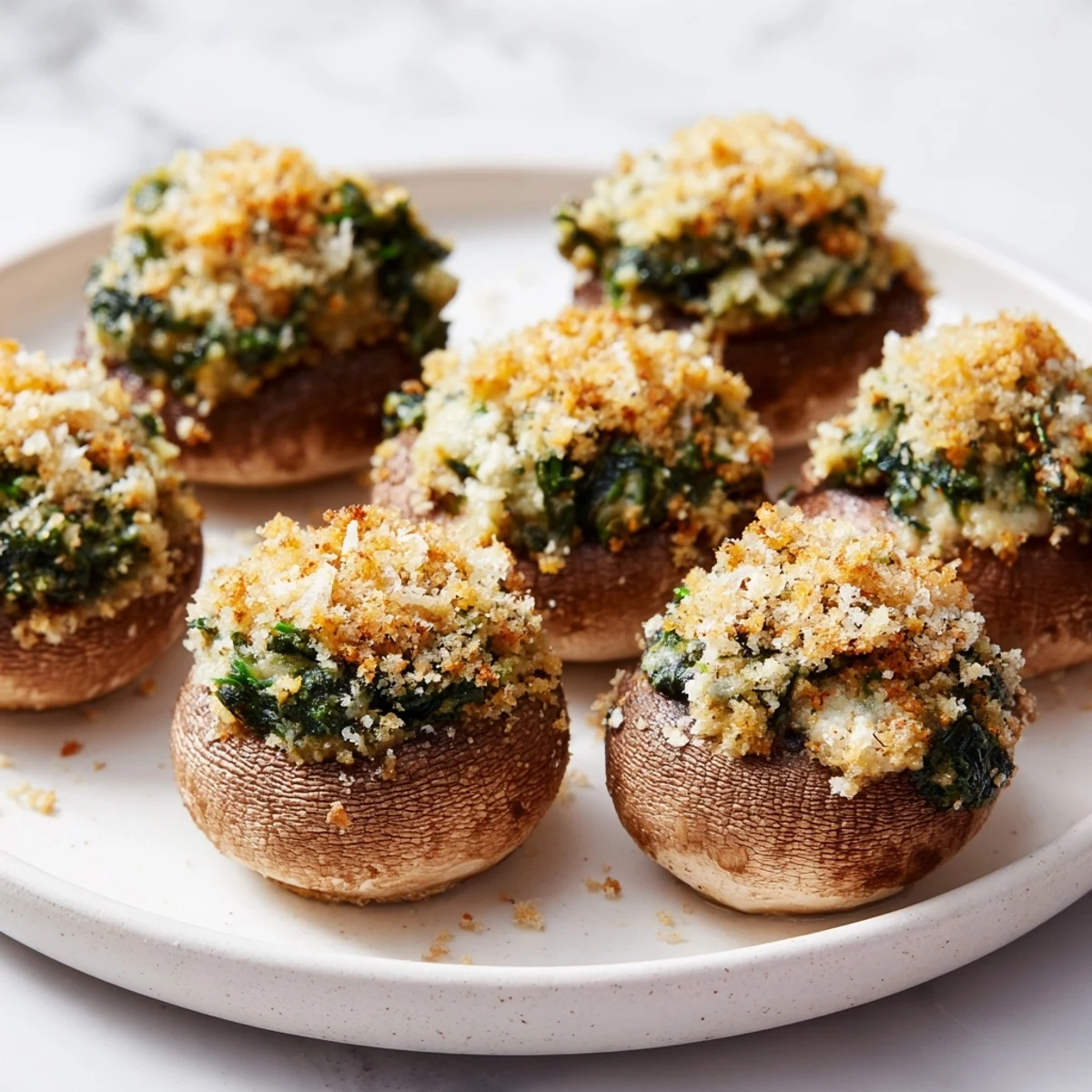 Fresh spinach and melted cheese overflow from tender mushroom caps in this savory Vegetarian Stuffed Mushrooms recipe, perfect for parties or sides.