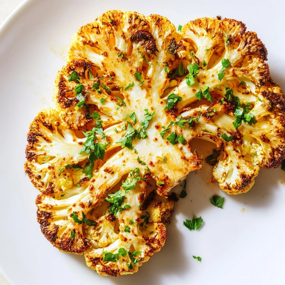 Roasted Cauliflower Steaks with golden-brown edges and a smoky paprika seasoning, ready to serve as a hearty vegetarian main.