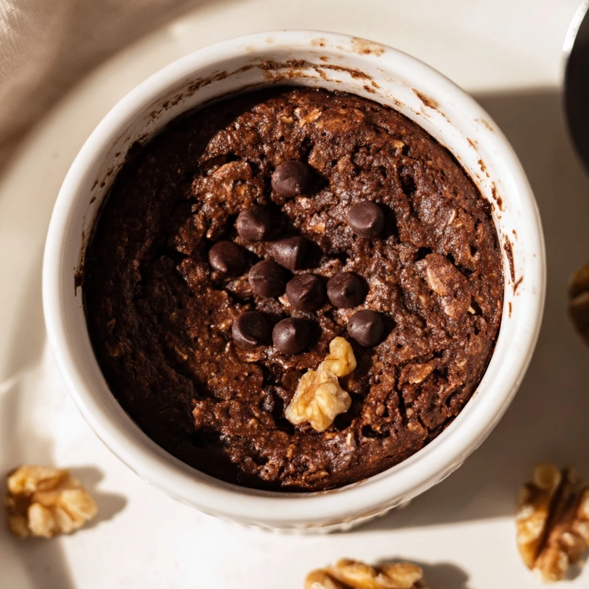 Easy Chocolate Baked Oats served with a dollop of yogurt and sliced banana for a cozy American breakfast.