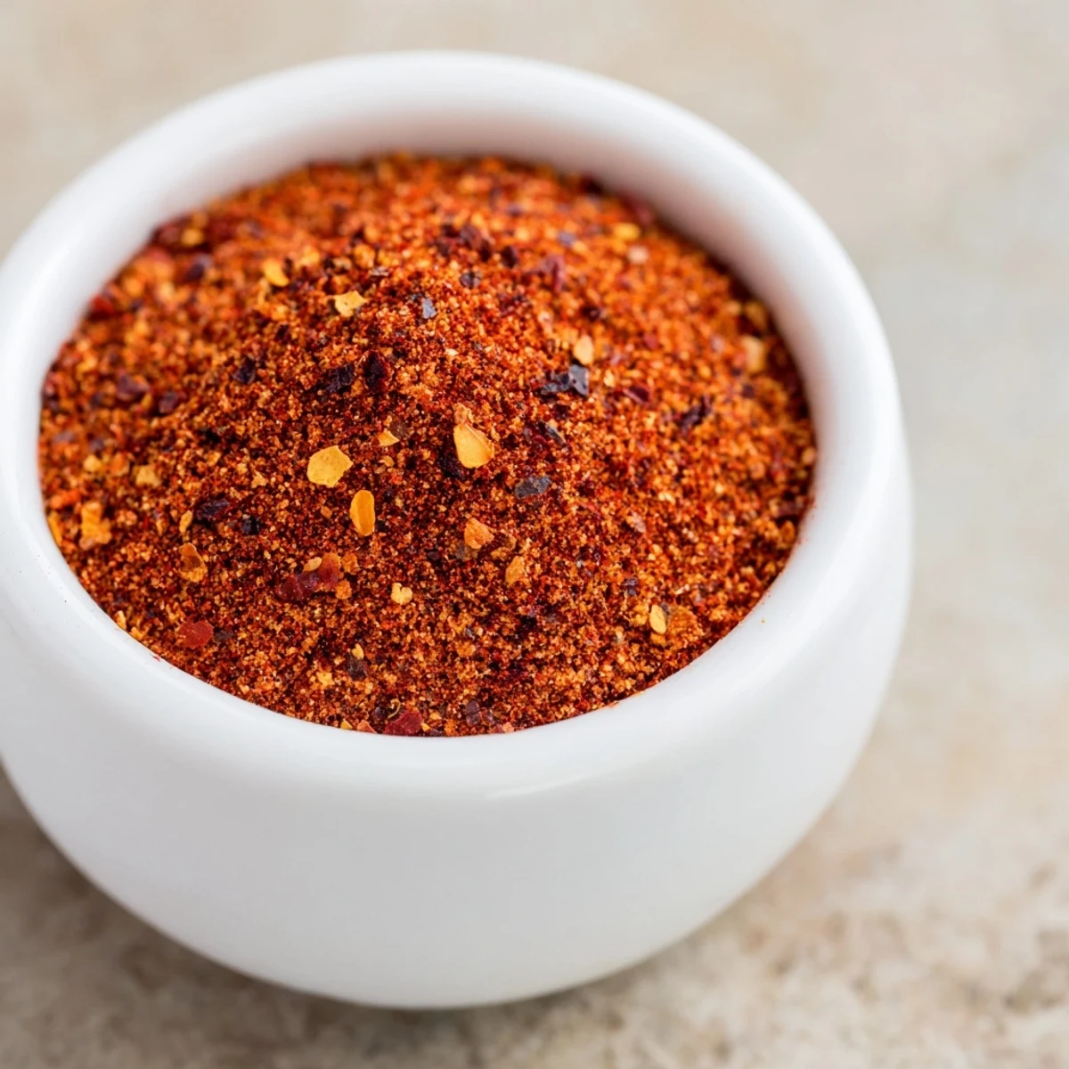 A spoon scooping up the Easy Homemade Taco Seasoning Mix, with a finished taco plate ready to serve in the background.