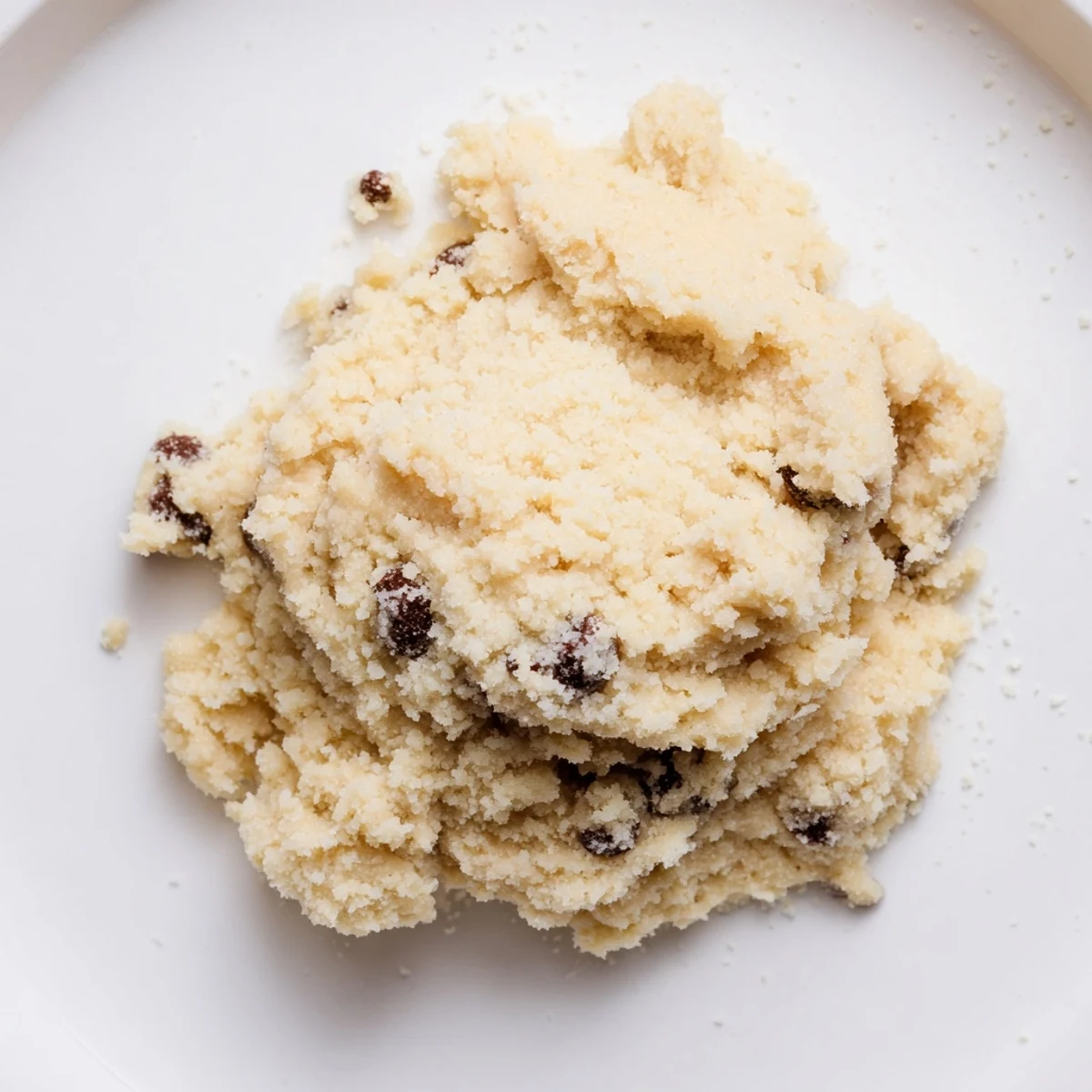 A bowl of Edible Keto Cookie Dough with creamy texture and sugar-free chocolate chips, served as a low-carb dessert snack.