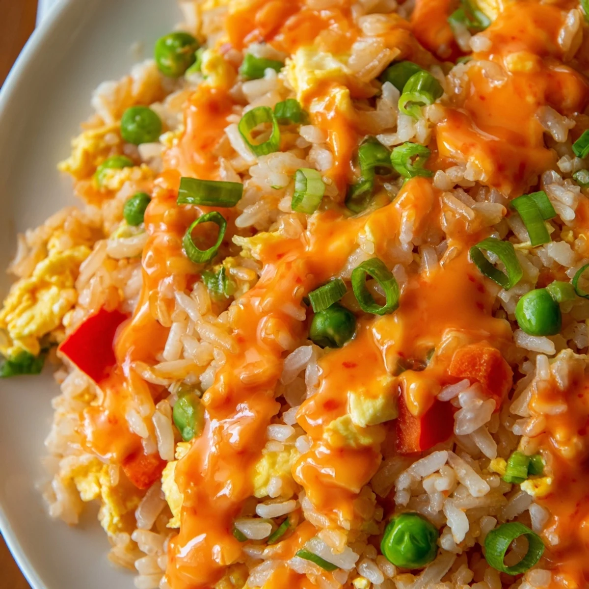 The steamy Bang Bang Fried Rice is served in a wok, topped with fresh green onions and sesame seeds.