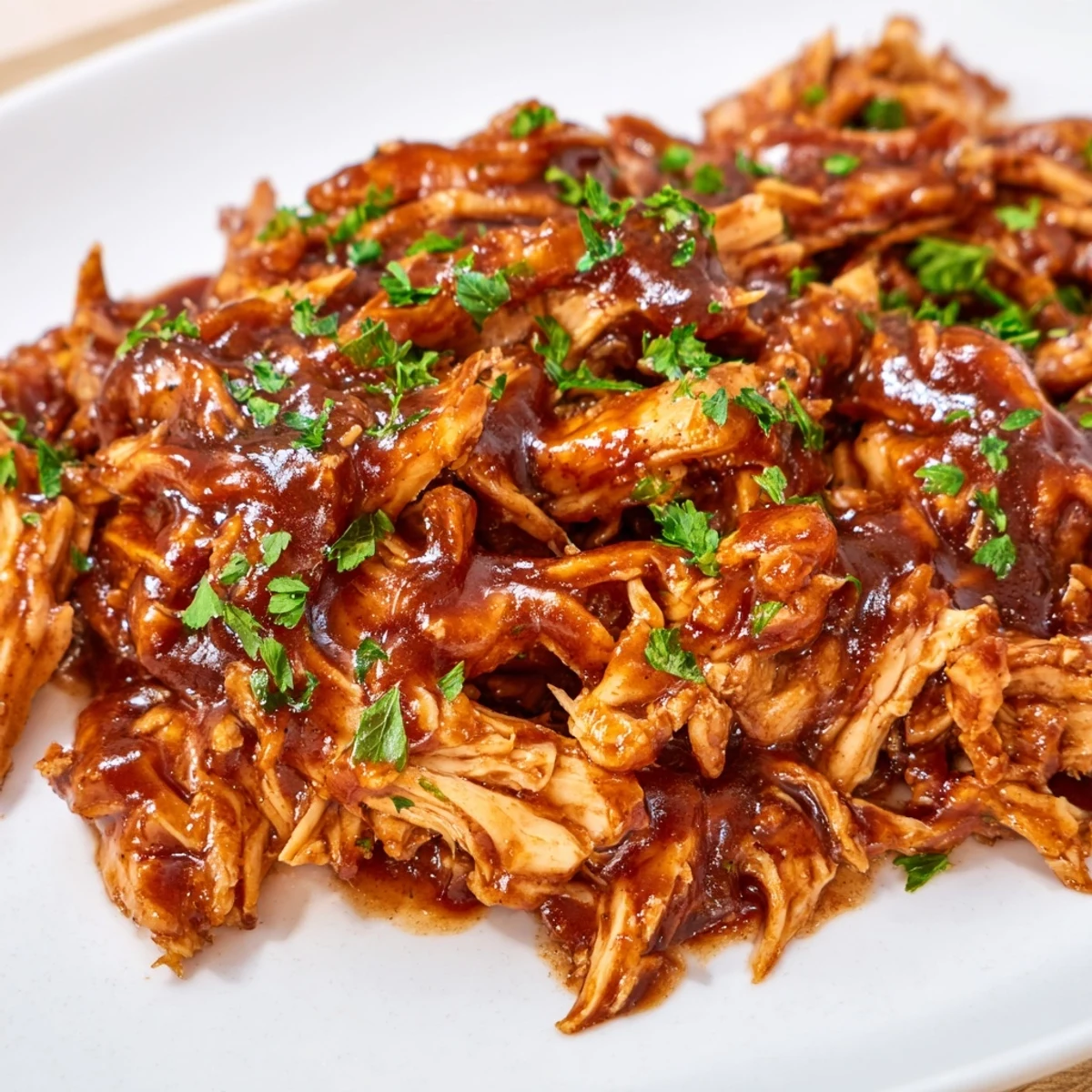 Sweet Baby Rays Crockpot Chicken slow-cooked in the crockpot with glistening, sticky barbecue sauce