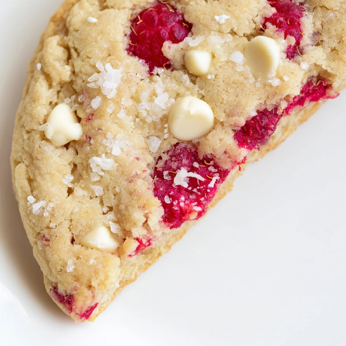 Warm Lemon Raspberry Cookies with a sugary crust, paired with iced tea on a sunny outdoor table.