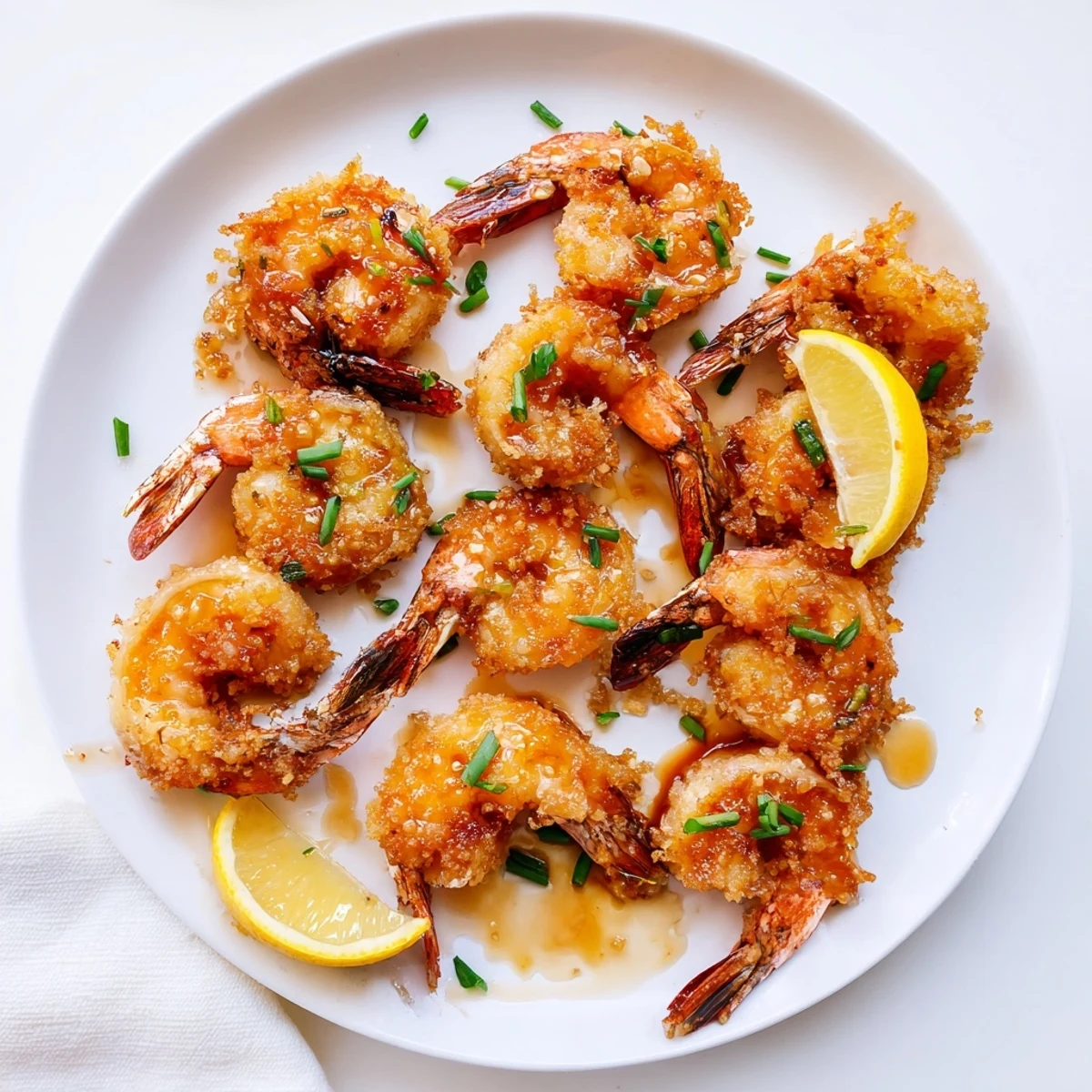 Golden-fried Hot Honey Fried Shrimp tossed in glossy sauce, garnished with herbs and served over fluffy rice