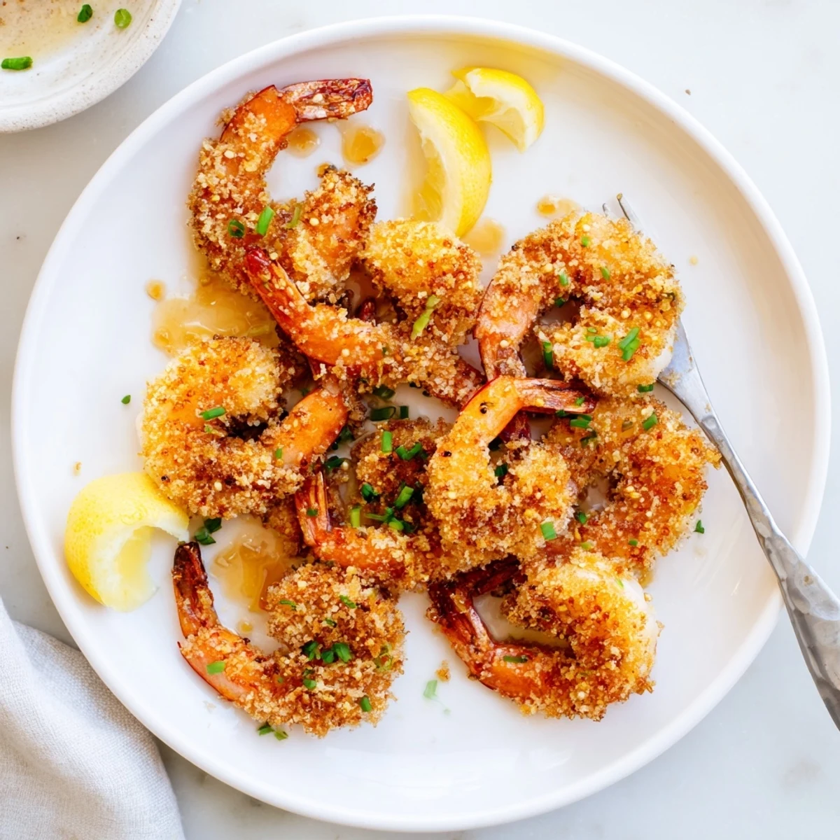 Hot Honey Fried Shrimp piled high on a plate, drizzled with warm sweet heat and ready to enjoy