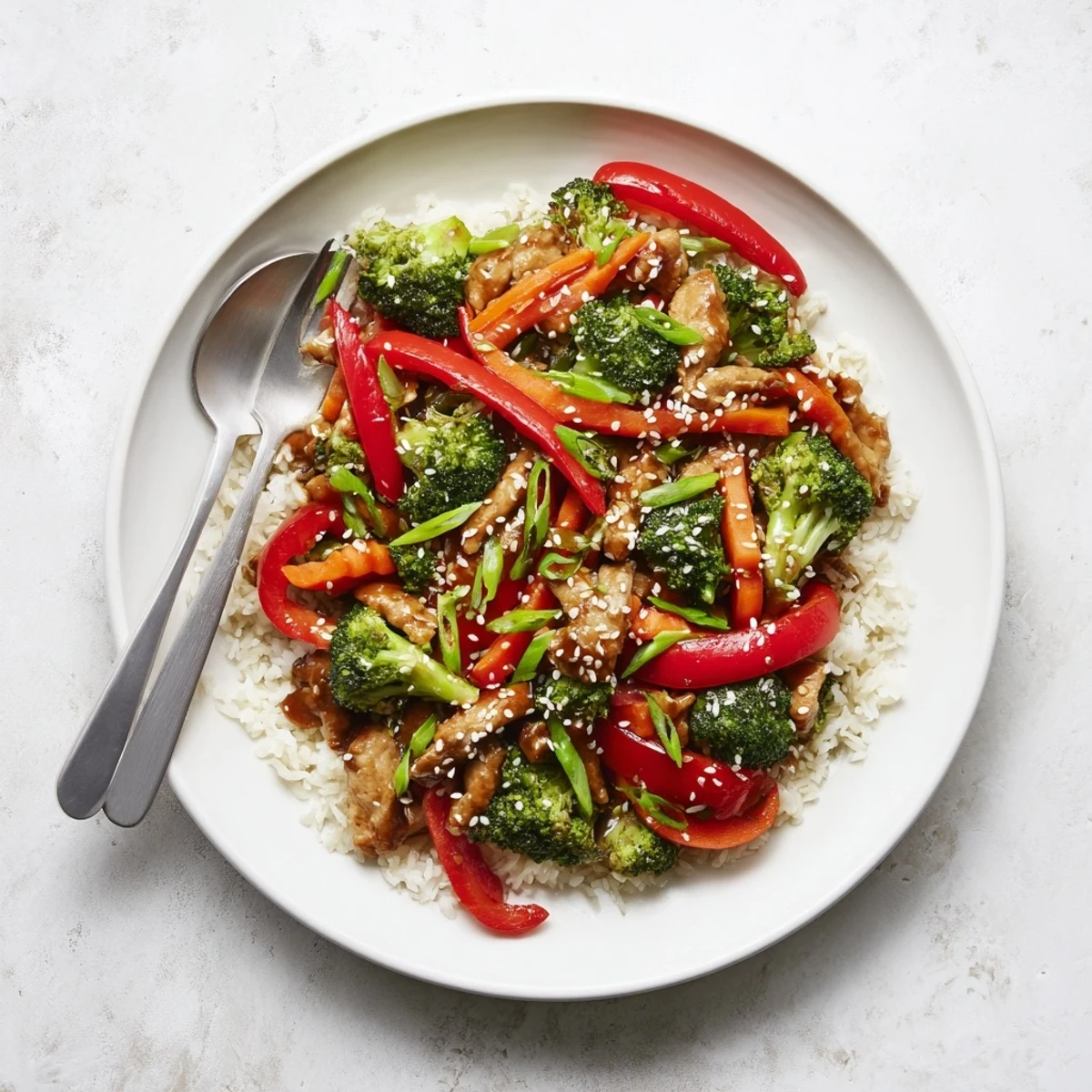 Golden ground turkey stir fry with vibrant broccoli florets in savory soy sesame sauce