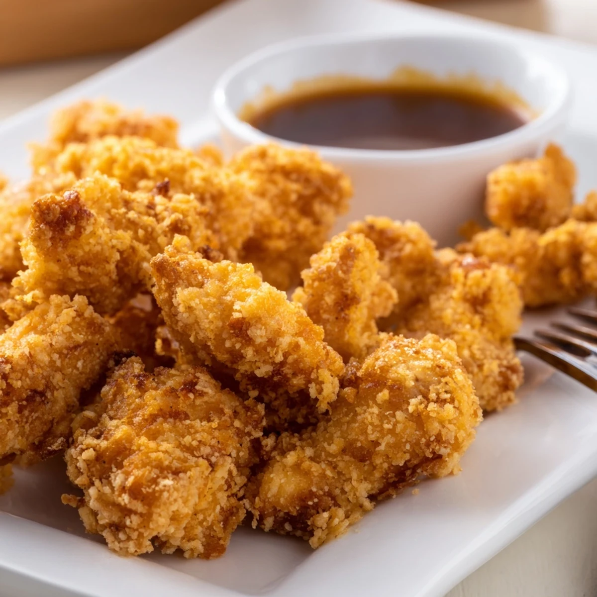Light and crispy Japanese chicken tempura strips served hot with tangy ginger dipping sauce