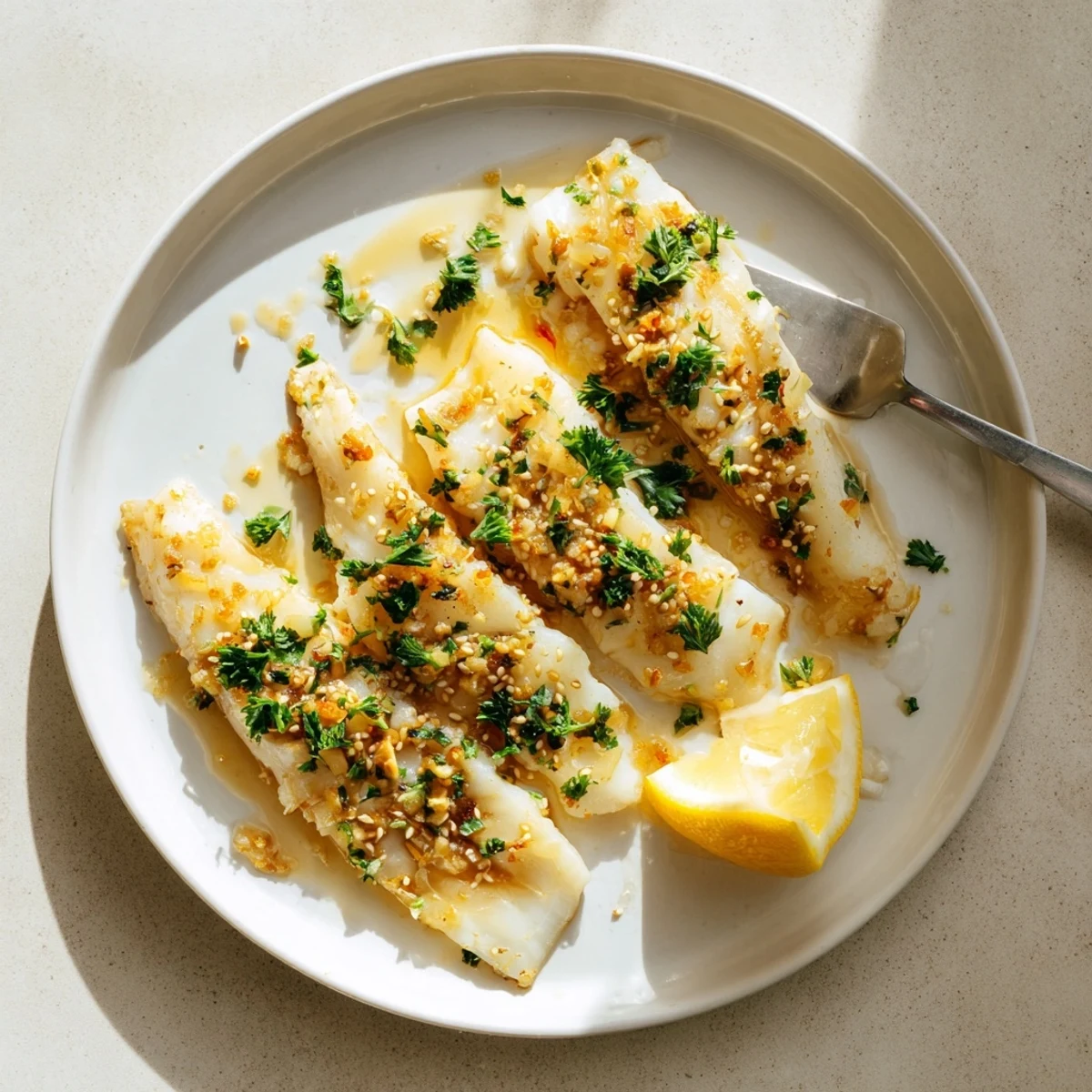 Weeknight dinner of tender baked cod glazed in sweet honey soy sauce