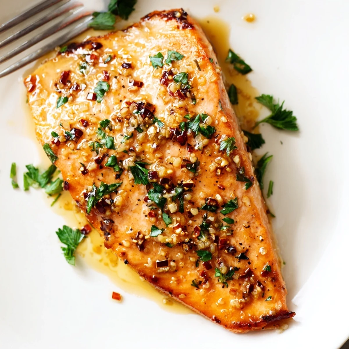 Tender salmon pieces drizzled with sweet and savory honey garlic sauce over steamed white rice