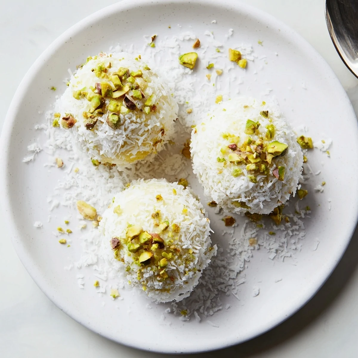 Bite-sized tropical mango truffles with glossy white chocolate coating arranged on parchment paper