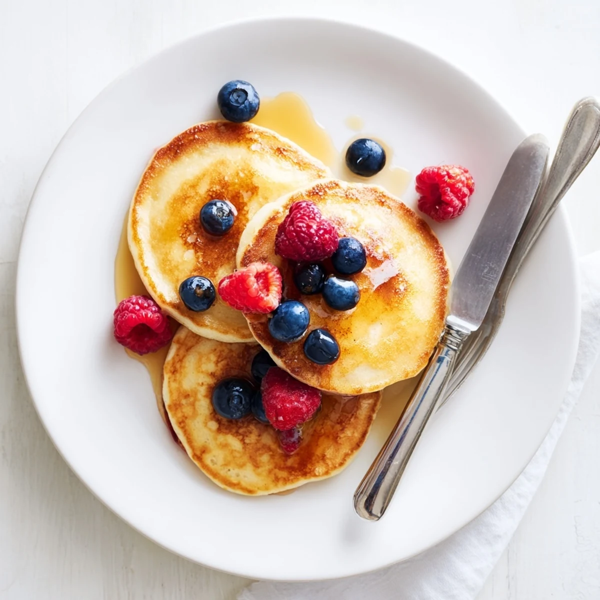 Light and airy fluffy pancakes with a tender interior and perfectly golden brown crust