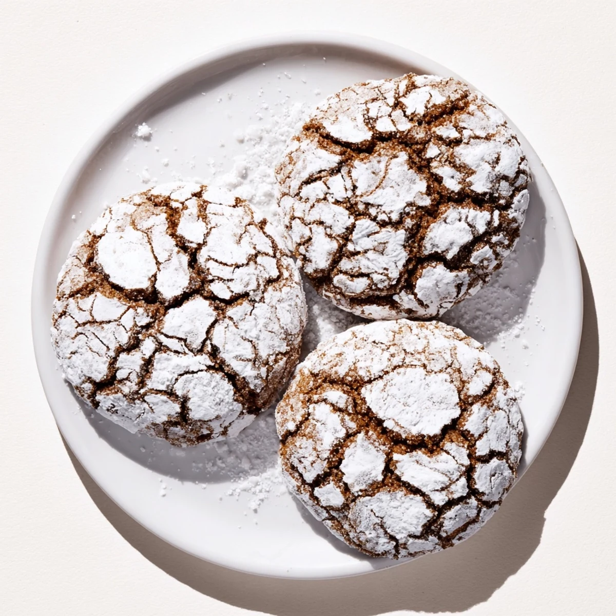 Chewy spiced gingerbread crinkle cookies with crackled sugar coating cooling on a wire rack