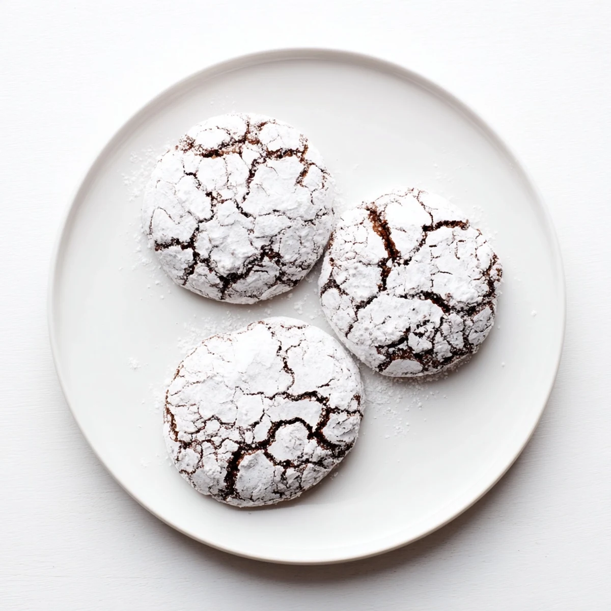 Homemade gingerbread crinkle cookies rolled in powdered sugar ready for Christmas cookie exchanges