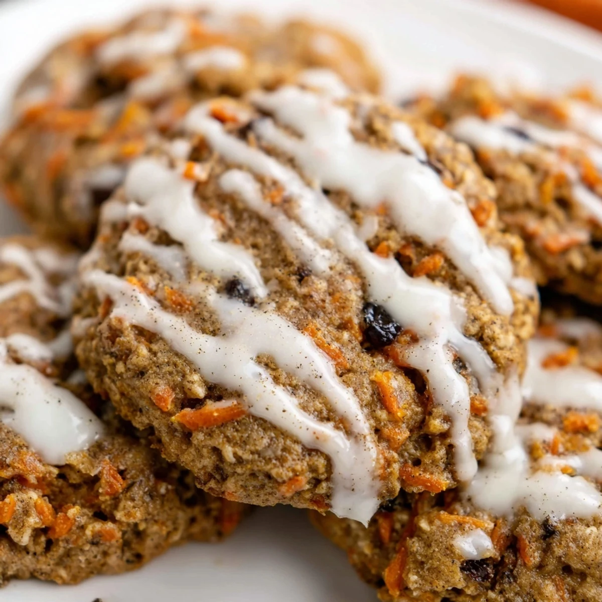 Chewy carrot cake cookies studded with walnuts and sweet raisins